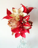 Rose Lily Love Paper Bouquet- 12 one of a kind paper flowers, made to order, origami, romantic, first anniversary gift, bride, wedding