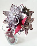 Paper flowers & Butterfly Bridesmaid Bouquet- 7 inch, one of a kind origami, destination wedding, alternative bouquet