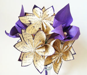 Dozen "I Love You's" - 12 paper flowers and orchids, one of a kind gifts for her, 1st anniversary, bouquet, made to order