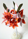 Fire Lily Paper Bouquet- One of a kind origami, calla lily, paper rose, first anniversary gift, perfect for her