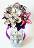 Bridesmaid Flowers & Lilies Paper Bouquet- 7 inch, 15 flowers, one of a kind, custom wedding, origami,  paper flowers