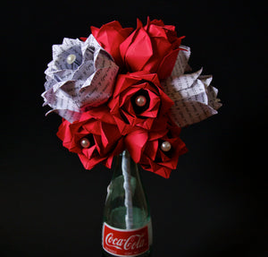 Dozen Paper Roses- Wedding bouquet, first anniversary gift, perfect for her, Personalized, one of a kind, alternative, origami, paper flower