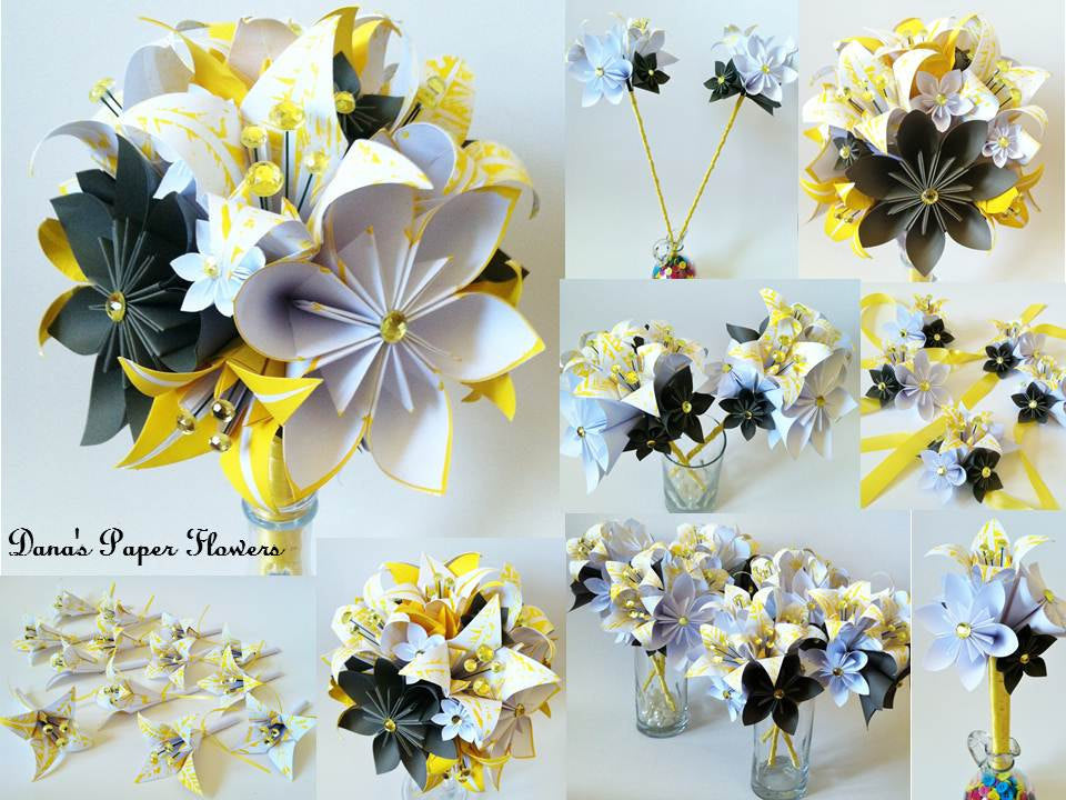 origami lily flower bouquet Paper flowers & lilies Bridal bouquet- one of a kind paper flowers, pe –  Dana's Paper Flowers