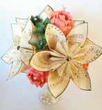 Bridal Music & Roses Bouquet- Paper Flowers, One of a kind, Perfect for her, origami, paper rose, first anniversary gift,