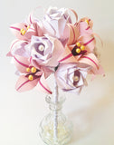 Paper Roses & Lilies Bridal Bouquet-dozen roses, 8 lilies, personalized for you, wedding bouquet, traditional 1st anniversary gift, origami