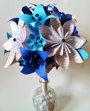 Bridal Bouquet with Text flowers & Lilies- 12 inch alternative bouquet, one of a kind origami, destination wedding, paper flowers, something blue