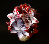 Crimson & Pumpkin Bridal Bouquet- paper flowers, one of a kind wedding bouquet, 1st anniversary gift, perfect for her, fall bride