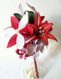 Fire Lily Paper Bouquet- One of a kind origami, calla lily, paper rose, first anniversary gift, perfect for her