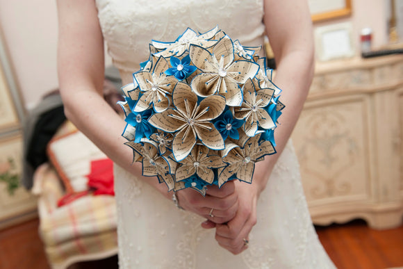 Wedding bouquet of paper flowers- handmade, bridal bouquet, one of a kind, offbeat bride, alternative bouquet