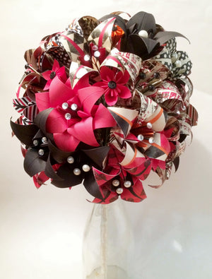 Bridal Bouquet of Lilies- extra large bouquet, paper flowers, origami, brides bouquet, one of a kind, comic book, alternative, anniversary