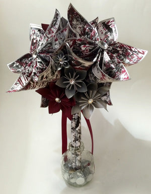 Comic Book Bridal Package- one of a kind origami, custom wedding package, your choice of comic book, brides bouquet, bridesmaid, groom
