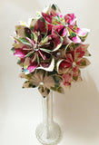 Paper Flower Bouquet of Watercolor Flowers- one of a kind bouquet, a dozen origami flowers, wedding bouquet, anniversary gift