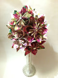 Paper Flower Bouquet of Watercolor Flowers- one of a kind bouquet, a dozen origami flowers, wedding bouquet, anniversary gift