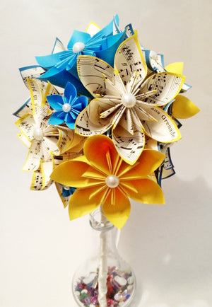 Dozen Paper Flowers-sheet music & color of your choice, gift, wedding, 1st anniversary, gifts for her, bouquet, origami, made to order