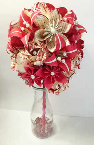 Large Bouquet of Paper Roses, Lilies & Love Origami Flowers- 3 dozen paper flowers, made to order, origami, romantic, first anniversary gift