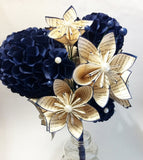Hydrangea Bouquet of Paper Flowers- 12 inch bridal bouquet, origami art, kusudama flowers, one of a kind wedding bouquet, anniversary gift